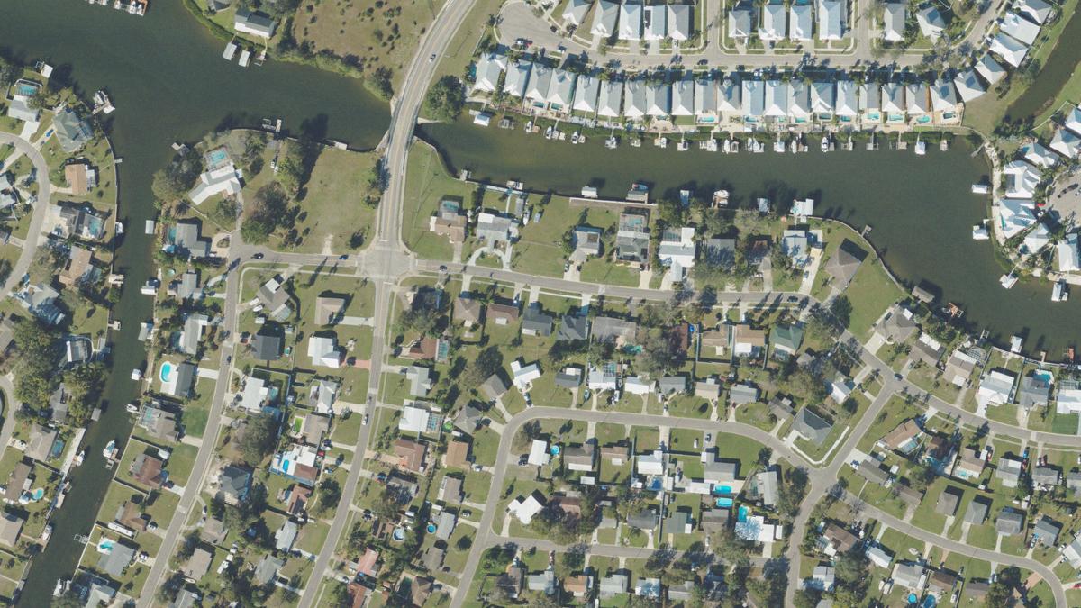 Aerial view of Apollo Beach in Florida, shoreline and surroundings, USDA NAIP imagery from May 2023