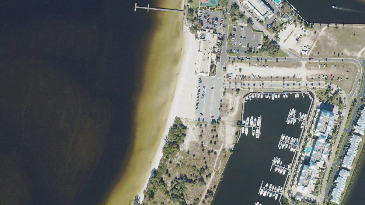 Aerial view of Bahia Beach in Florida, shoreline and surroundings, USDA NAIP imagery from May 2023