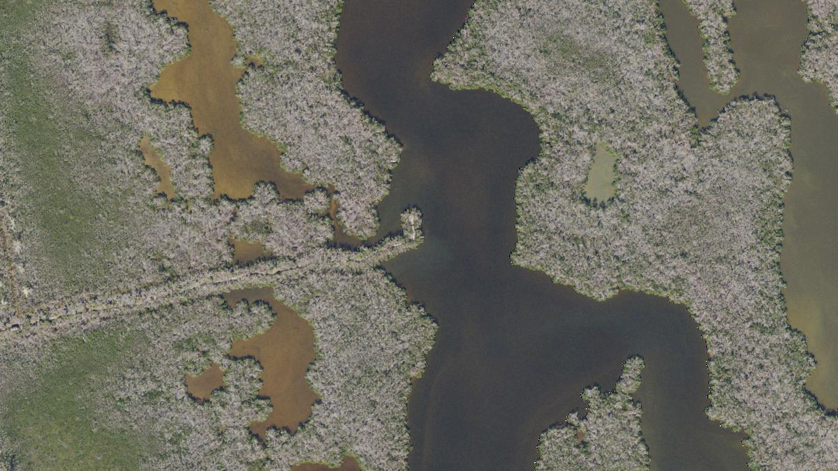 Aerial view of Calusa Point in Sanibel, Florida, shoreline and surroundings, USDA NAIP imagery from May 2023