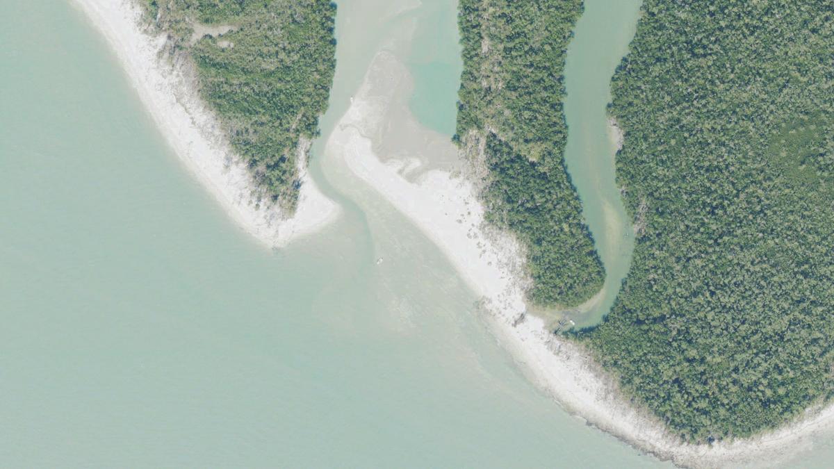 Aerial view of Cannon Beach in Marco Island, Florida, shoreline and surroundings, USDA NAIP imagery from May 2023