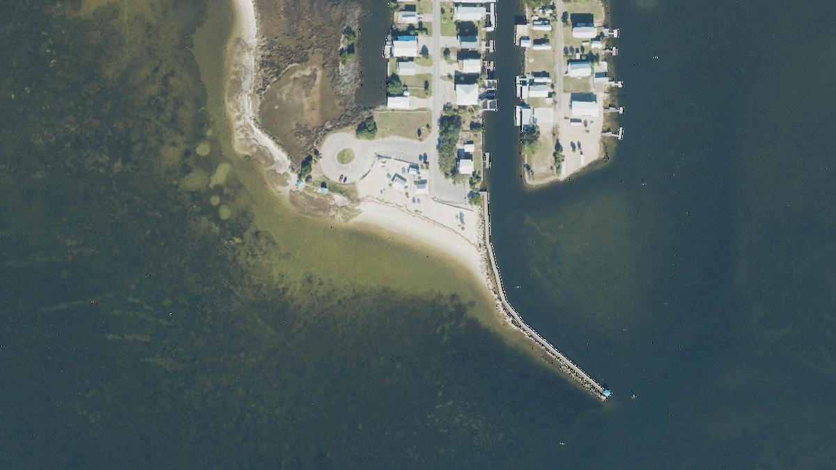 Aerial view of Keaton Beach in Florida, shoreline and surroundings, USDA NAIP imagery from May 2023