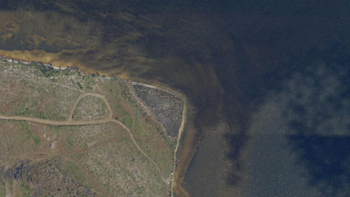 Aerial view of Little Oyster Bar Point in Florida, shoreline and surroundings, USDA NAIP imagery from May 2023