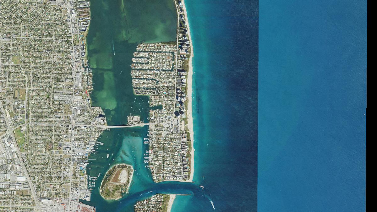 Aerial view of Riviera Beach in West Palm Beach, Florida, shoreline and surroundings, USDA NAIP imagery from May 2023