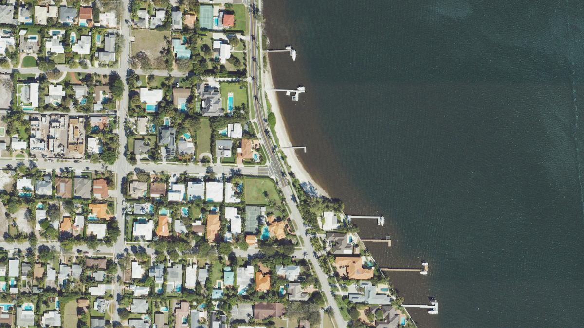 Aerial view of Summa Beach in West Palm Beach, Florida, shoreline and surroundings, USDA NAIP imagery from May 2023